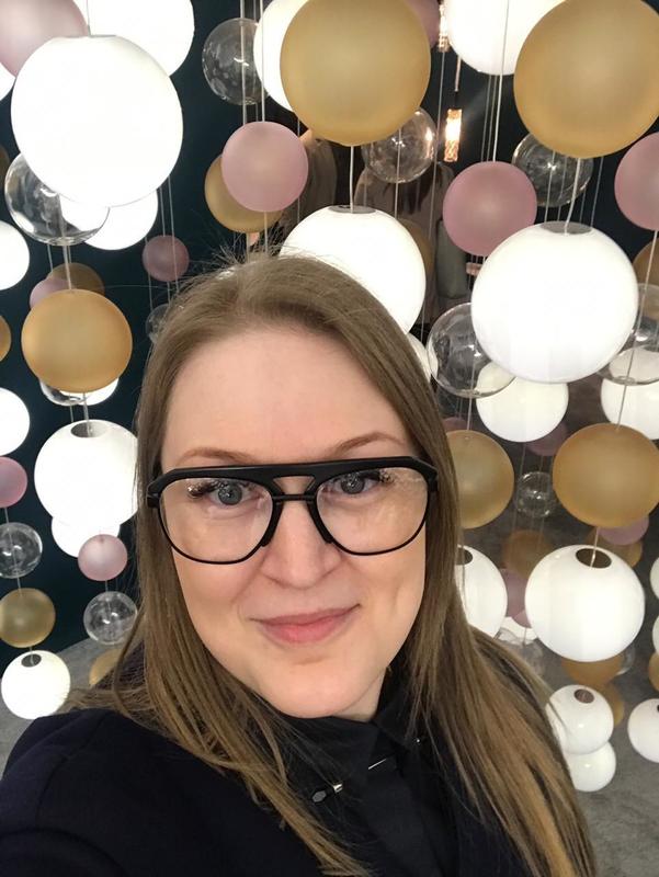 Ekaterina Elizarova at Salone del Mobile 2019 - Preciosa Lighting Booth - Geometric Pendants